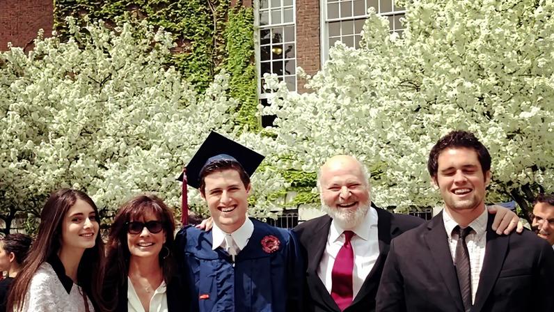 Nick Reiner, pictured on the far right with sister Romy, mom Michele, brother Jake and dad Rob, went on aggressive drug-fueled “outbursts” and was reportedly threatened to be kicked out of his parents’ home before their tragic death.