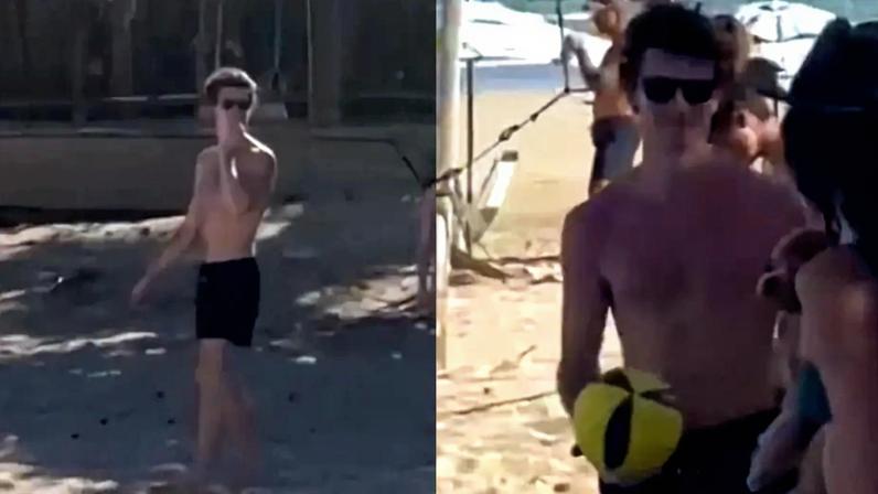 Sahwn Mendes joga vôlei de praia em Alagos (Foto: Reprodução / X)