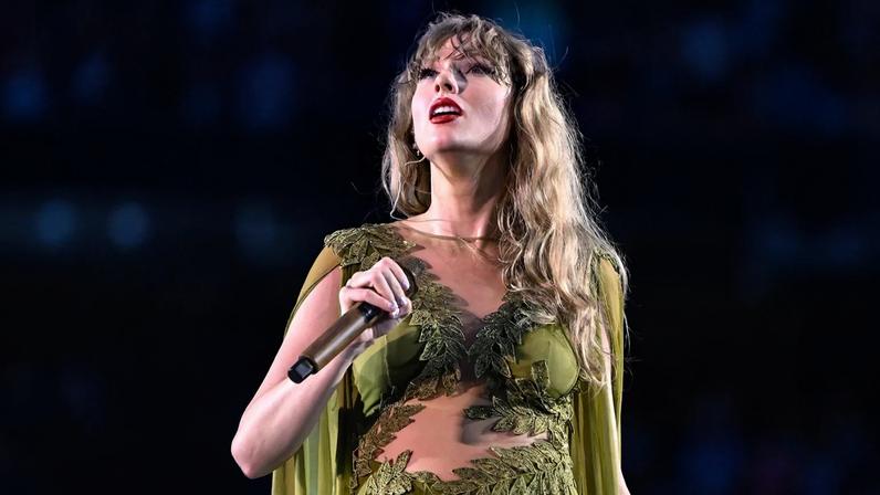Taylor Swift performs onstage during "Taylor Swift | The Eras Tour" at Wembley Stadium