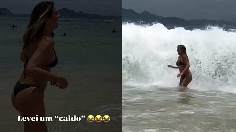 Ticiane Pinheiro 'leva caldo' em praia do Rio de Janeiro no Réveillon — Foto: Reprodução/Instagram