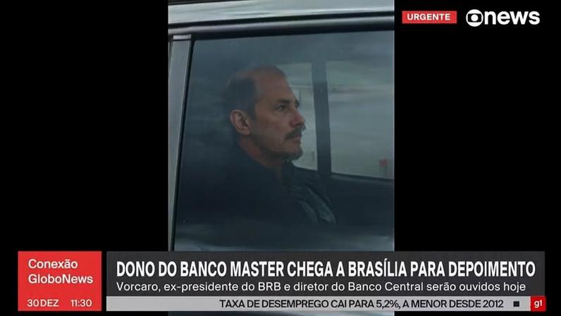 Daniel Vorcaro chega a Brasília — Foto: Reprodução/Globonews