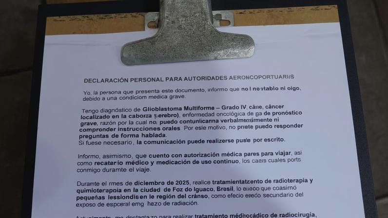 Declaração que Silvinei Vasques apresentou no Paraguai. — Foto: Reprodução