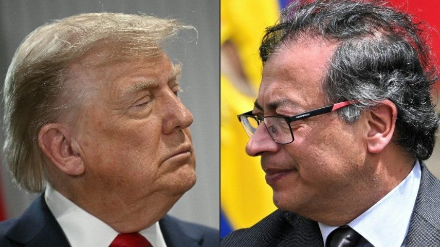 Os presidentes dos Estados Unidos, Donald Trump; e da Colômbia, Gustavo Petro – Fotos: Brendan SMIALOWSKI e Juan BARRETO / AFP