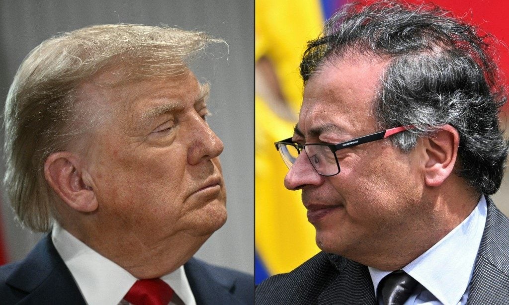 Os presidentes dos Estados Unidos, Donald Trump; e da Colômbia, Gustavo Petro – Fotos: Brendan SMIALOWSKI e Juan BARRETO / AFP
