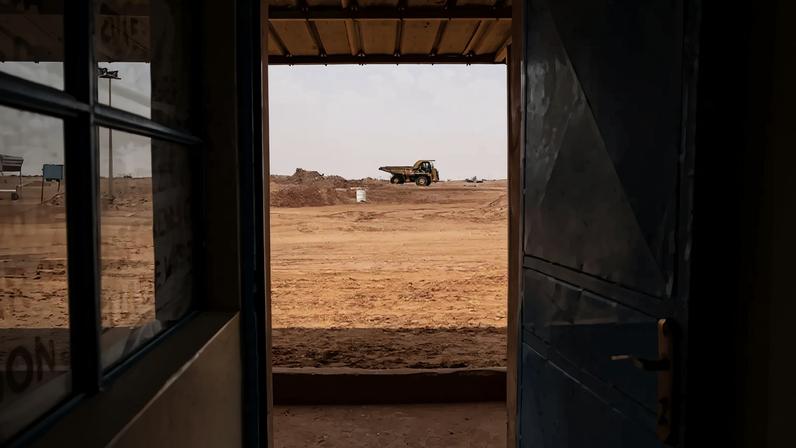 A truck stands idle at the Cominak mine near Arlit, Niger, on March 8, 2023.