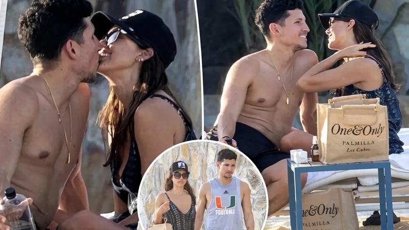 Jessica Alba and Danny Ramirez were caught kissing on the beach on Friday.