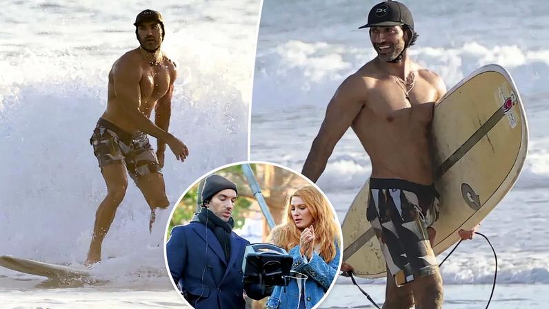Justin Baldoni was spotted swimming away from his legal issues Sunday.