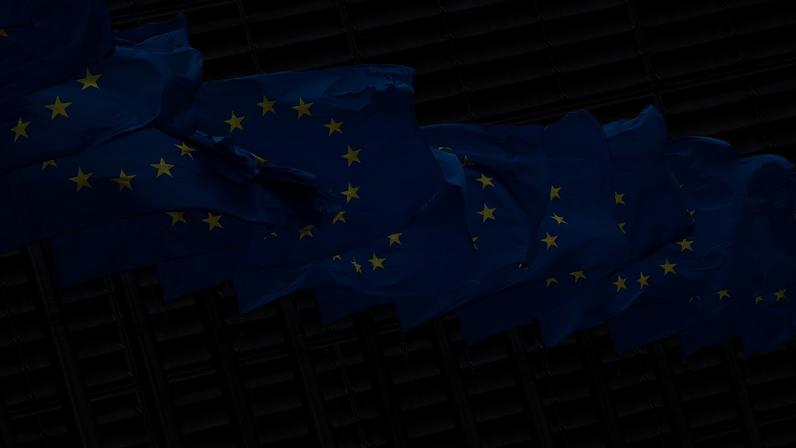FILE PHOTO: European Union flags flutter outside the European Commission headquarters in Brussels, Belgium, June 5, 2020. REUTERS/Yves Herman/File Photo