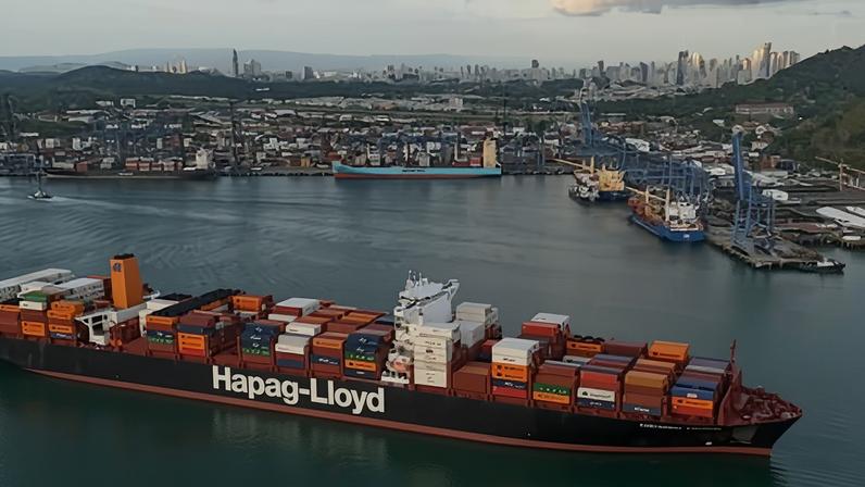 A container ship at Balboa, a Panama canal port managed by CK Hutchison. The Hong Kong company has been stripped of the contract.