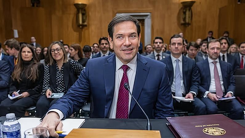 Marco Rubio a su llegada al Capitolio, este miércoles.