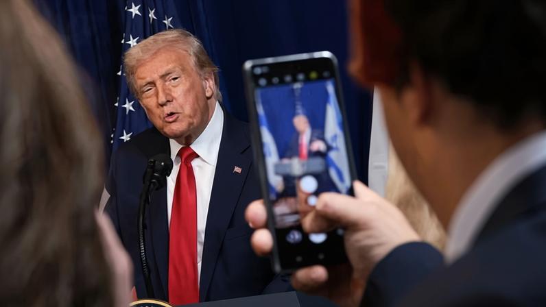 Donald Trump during a press conference at Mar-a-Lago on 29 December 2025.