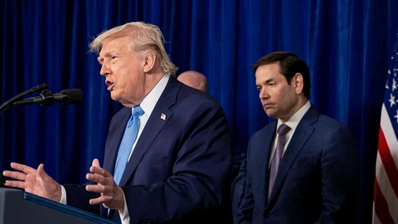 Donald Trump speaks at a news conference at Mar-a-Lago, Florida on 3 January 2026, after the US strike on Venezuela.