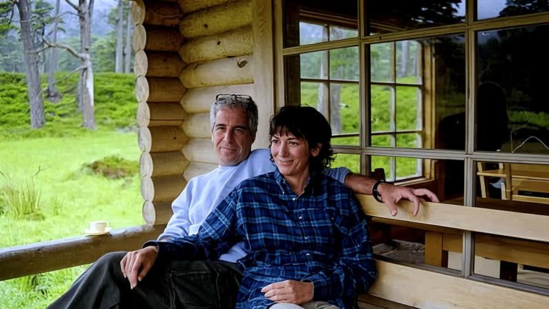 Ghislaine Maxwell and Jeffrey Epstein in this image released by the justice department.