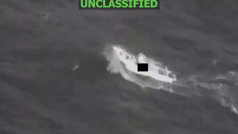 A still image taken from the U.S. Southern Command X feed shows a vessel they accuse of narco-trafficking