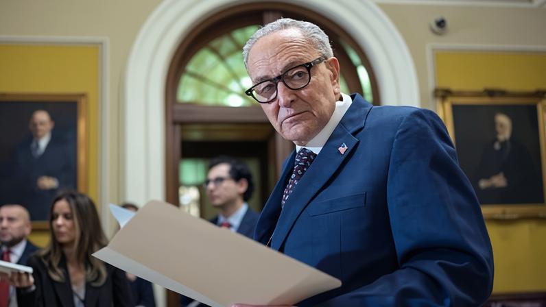 Senate minority leader Chuck Schumer at the Capitol in Washington DC on Wednesday.