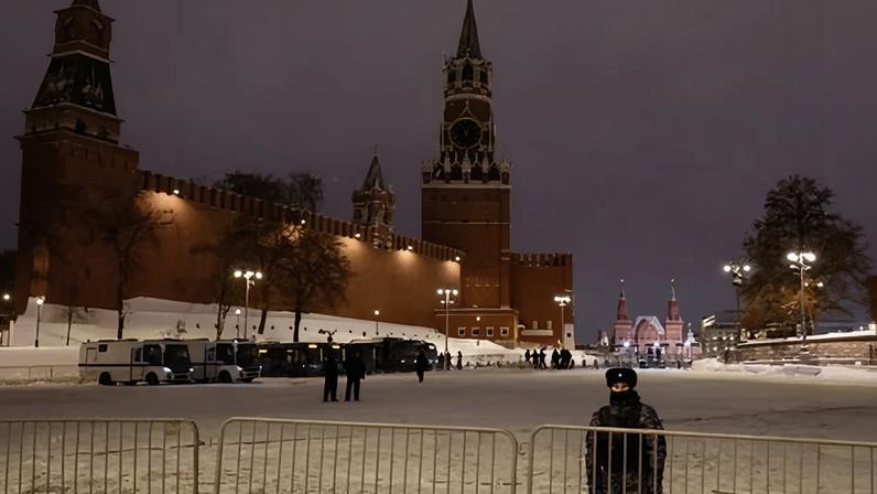 Russian police near Red Square in Moscow. Russia has claimed Ukraine has escalated drone attacks in 2026.