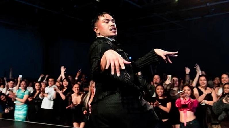 Cypris Afakasi, known as Fatheir Fang Coven-Aucoin, participates in a vogue ball at Te Papa Tongarewa, New Zealand's national museum in October.
