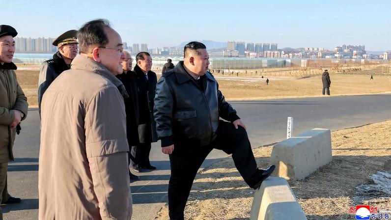 North Korean leader Kim Jong Un visits a greenhouse farm construction site along the country's border with China, in North Korea, January 2, 2026, in this picture released by North Korea's official Korean Central News Agency. KCNA via REUTERS