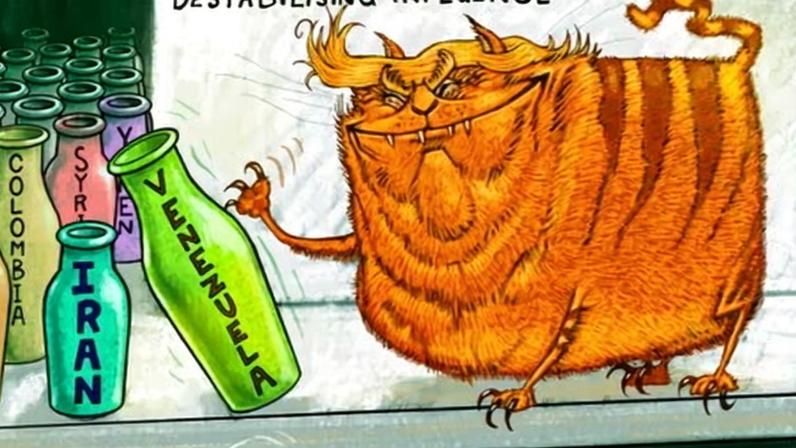 Stephen Lillie on Trump’s intervention in Venezuela – cartoon, panel 1