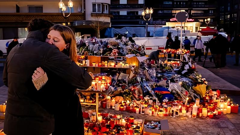 Tributes to the victims of the fire at Le Constellation bar in Crans-Montana, Switzerland on Saturday.
