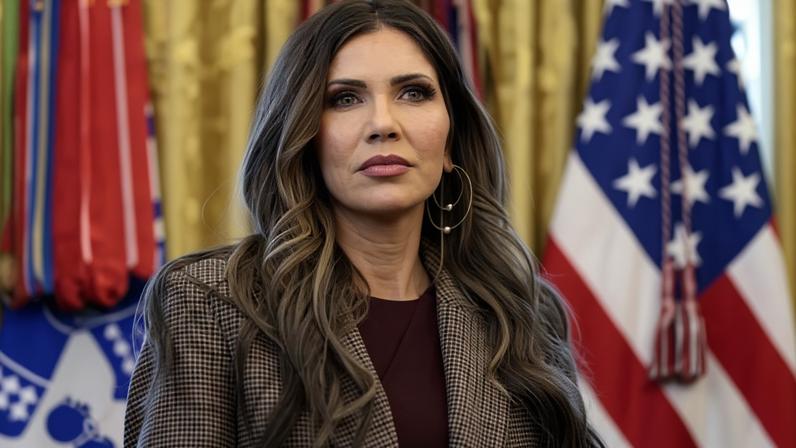Kristi Noem in the White House Oval Office in Washington DC on 17 November 2025.