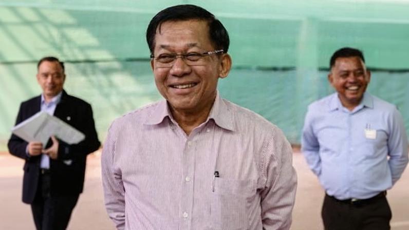 Junta chief Min Aung Hlaing visits a polling station during the third and final phase of Myanmar’s general election in Mandalay on 25 January, 2026.