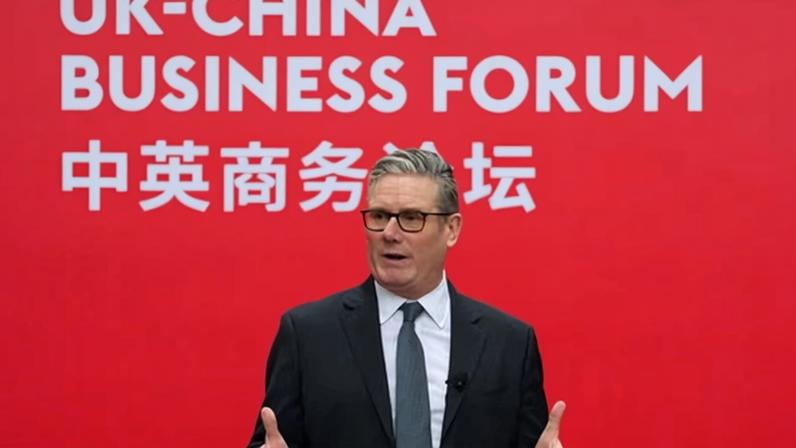 British prime minister Sir Keir Starmer speaks at the UK-China Business Forum at the headquarters of the Bank of China in Beijing on Friday. Donald Trump has said it is ‘very dangerous’ for the UK to do business with China.