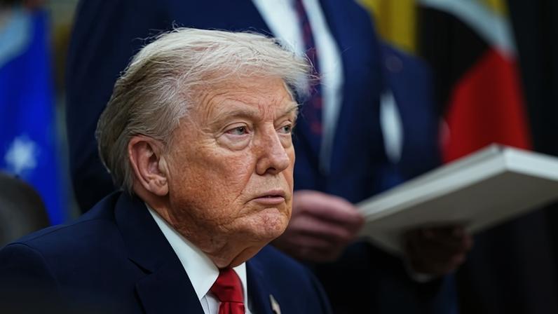 Donald Trump at the Oval Office of the White House in Washington DC, on Thursday.
