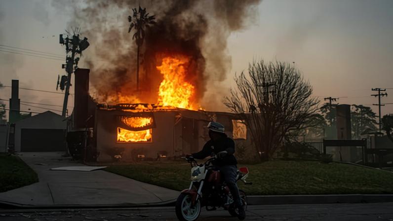 The Eaton fire in the Altadena area of Los Angeles county, California, on 8 January 2025.
