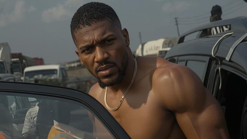 Anthony Joshua gets into an emergency responders' vehicle after the crash in Nigeria's Ogun State