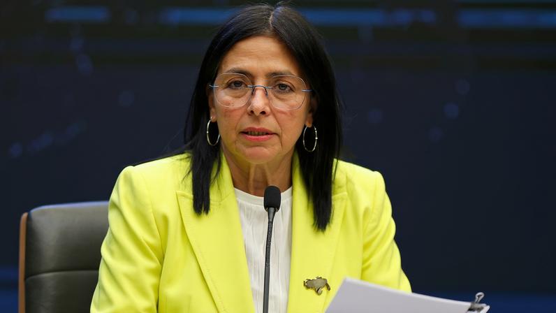 Venezuela's Vice-President and Oil Minister Delcy Rodriguez addresses the media in Caracas, Venezuela, March 10, 2025. REUTERS/Leonardo Fernandez Viloria/File Photo