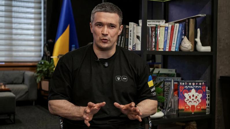 Mykhailo Fedorov, First Deputy Prime Minister and Minister of Digital Transformation of Ukraine, speaks during an interview with Reuters, amid Russia's attack on Ukraine, in Kyiv, Ukraine August 26, 2025. REUTERS/Anna Voitenko