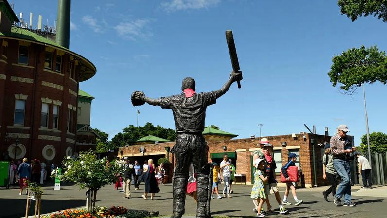 Sydney Cricket Ground, Sydney, Australia - January 8, 2023 General view as fans walk past the statute of former player Steve Waugh inside the ground. REUTERS/Jaimi Joy/File Photo