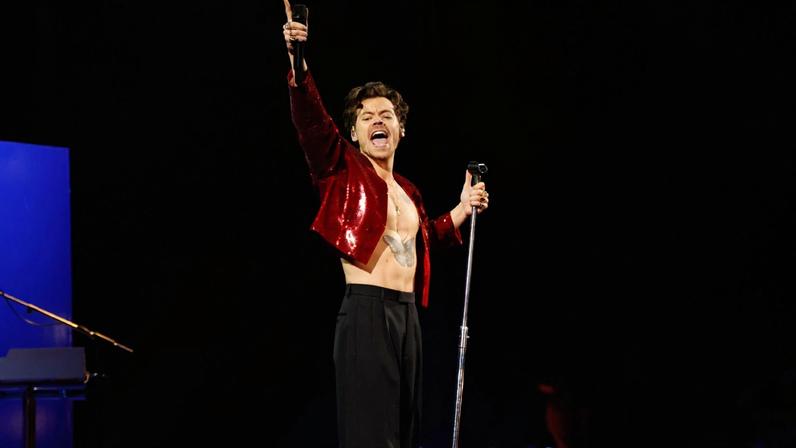 Harry Styles performing at the 2023 BRIT Awards.