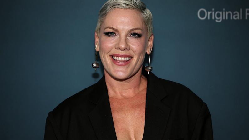 P!NK attends Apple's "All of You" New York premiere at The Whitby Hotel on September 17, 2025 in New York City