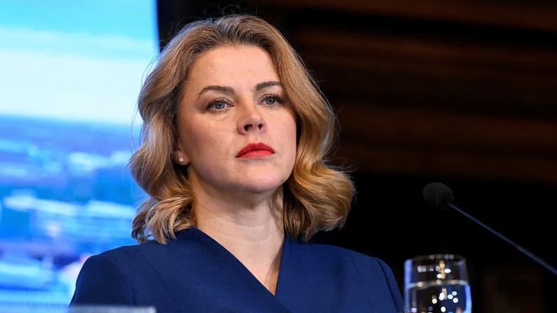 Latvia's Prime Minister Evika Silina attends a press conference on the day of the Eastern Flank Summit in Helsinki, Finland December 16, 2025. Lehtikuva/Heikki Saukkomaa/via REUTERS/File Photo