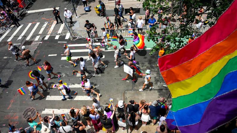 People participate in the 2025 NYC Pride March in Manhattan, New York City, U.S., June 29, 2025. REUTERS/Angelina Katsanis