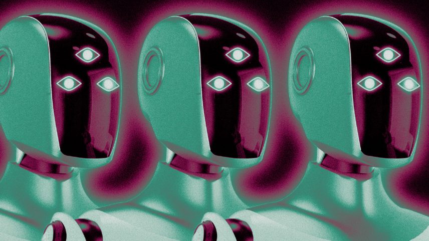 Enlightened robots standing next to each other.