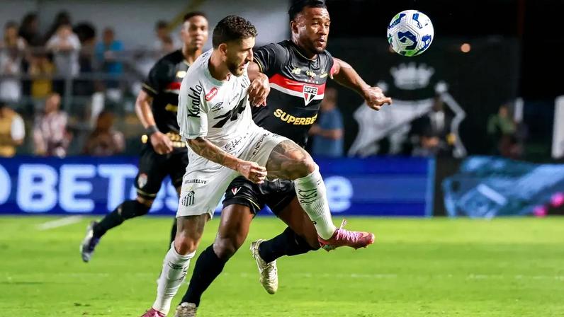 Jogos de hoje: Santos x São Paulo, em partida válida pela 24ª rodada do Brasileirão de 2025, no Vila Belmiro (Foto: Léo Barrilari/GazetaPress)