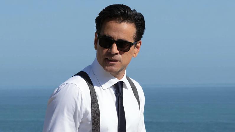 A still photo of Colin Farrell in the Apple TV show Sugar.