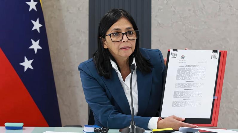 Delcy Rodríguez en el Palacio de Miraflores, en Caracas.