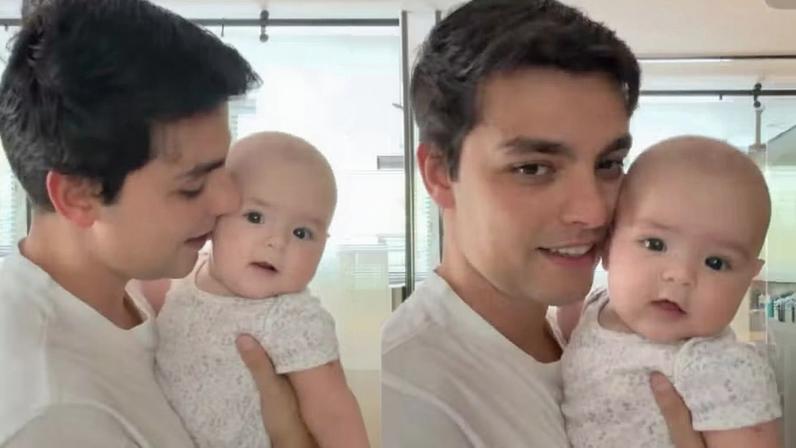 Marido de Lucas Rangel curte momento fofo com a filha — Foto: Reprodução/Instagram