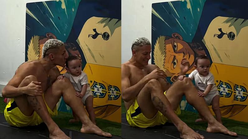 Amanda Araújo mostra Richarlison treinando com o filho e cita seus dois amores