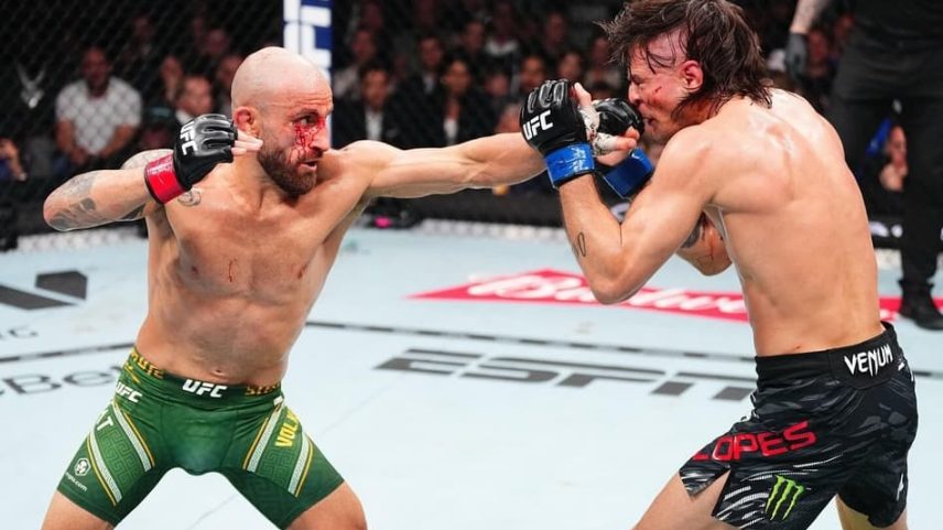 No UFC 325, o brasileiro Diego Lopes (dir) fará revanche com o campeão Volkanovski (esq) (Foto: Reprodução Instagram Alex Volkanovski)