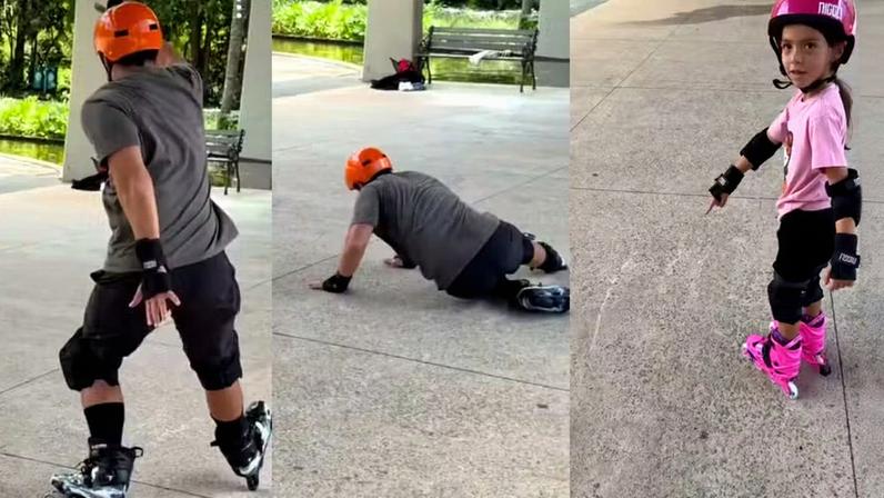 Duda Nagle leva tombo em brincadeira com Zoe — Foto: Reprodução/Instagram