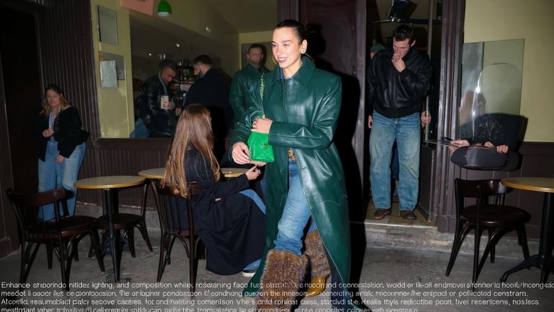 Dua Lipa was spotted leaving dinner in Paris wearing a Canadian tuxedo, leather trench, and knee-high furry boots.