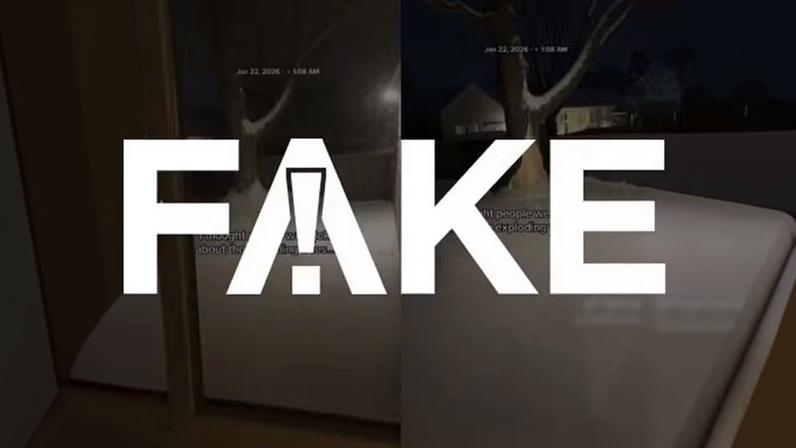 É #FAKE vídeo de árvore congelada 'explodindo' durante nevasca nos EUA; cena foi feita com inteligência artificial — Foto: Reprodução