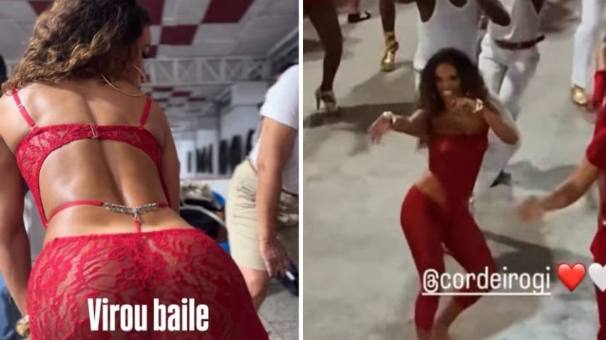 Giovana Cordeiro mostra bastidores de ensaio da Porto da Pedra: 'Virou baile funk' — Foto: Reprodução Instagram