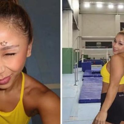 Flávia Saraiva posta fotos de treino com adesivo fofo no rosto