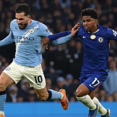 Andrey Santos celebra empate do Chelsea nos acréscimos contra o City